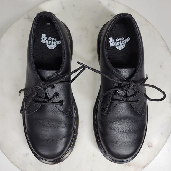 Dr Martens Derby Shoes Kids 2 Black Leather Lace Up‎ Chunky - Picture 7 of 15
